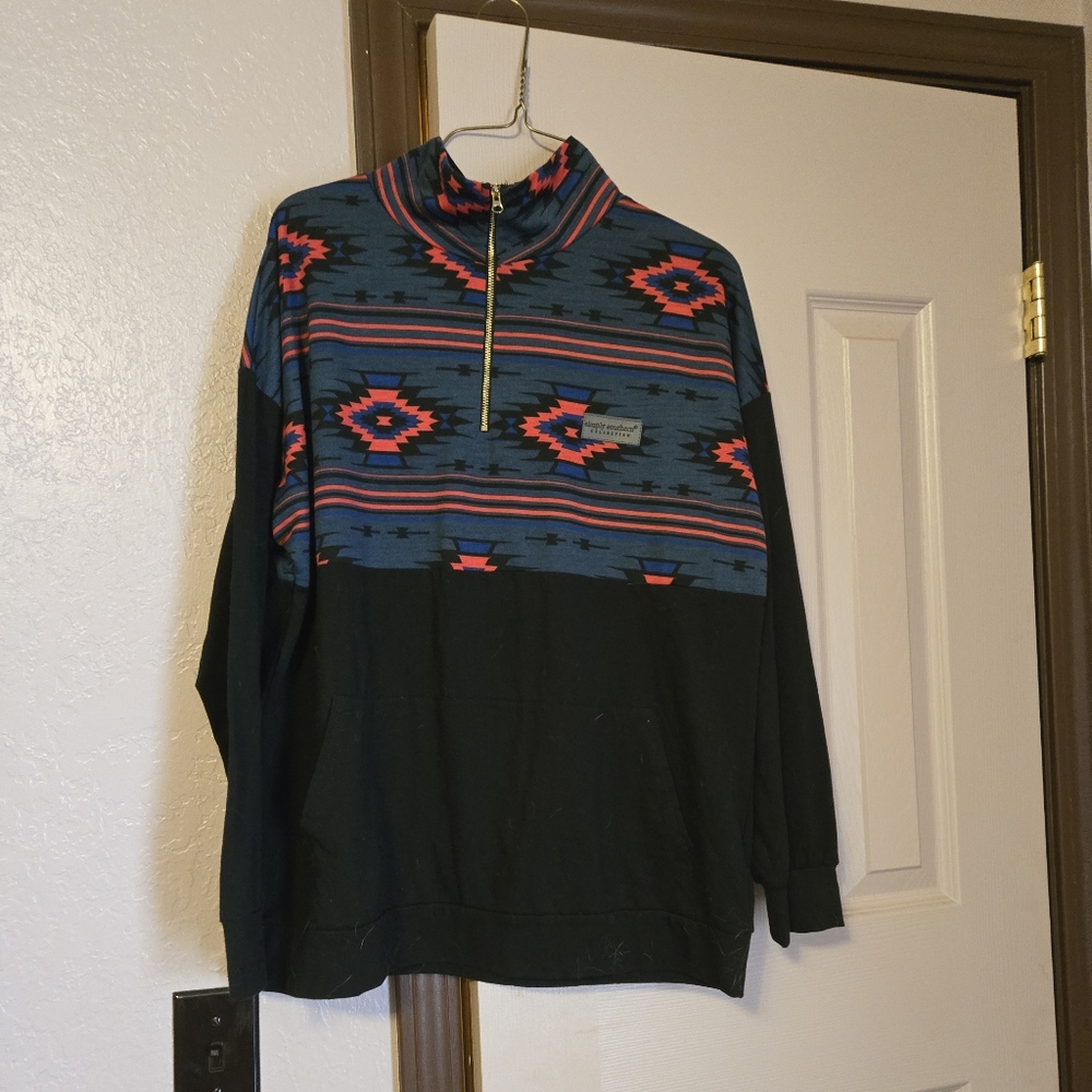 Simply Southern Black and Blue Patterned Sweater
